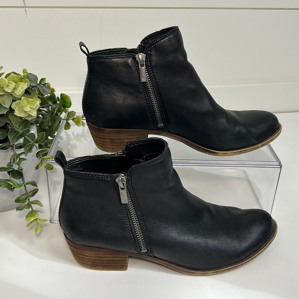 Lucky Brand Women’s Leather Black Zip Up Ankle Boots Size 8.5